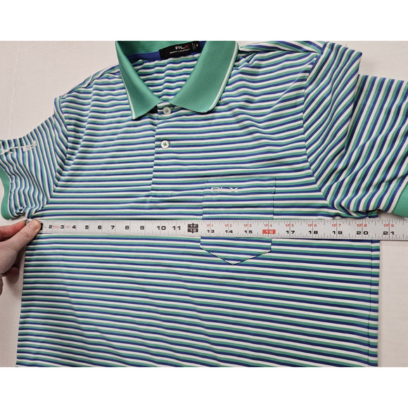 Ralph Lauren RLX Polo Shirt Men's Size Medium Multicolor Striped Short Sleeve - Picture 3 of 8